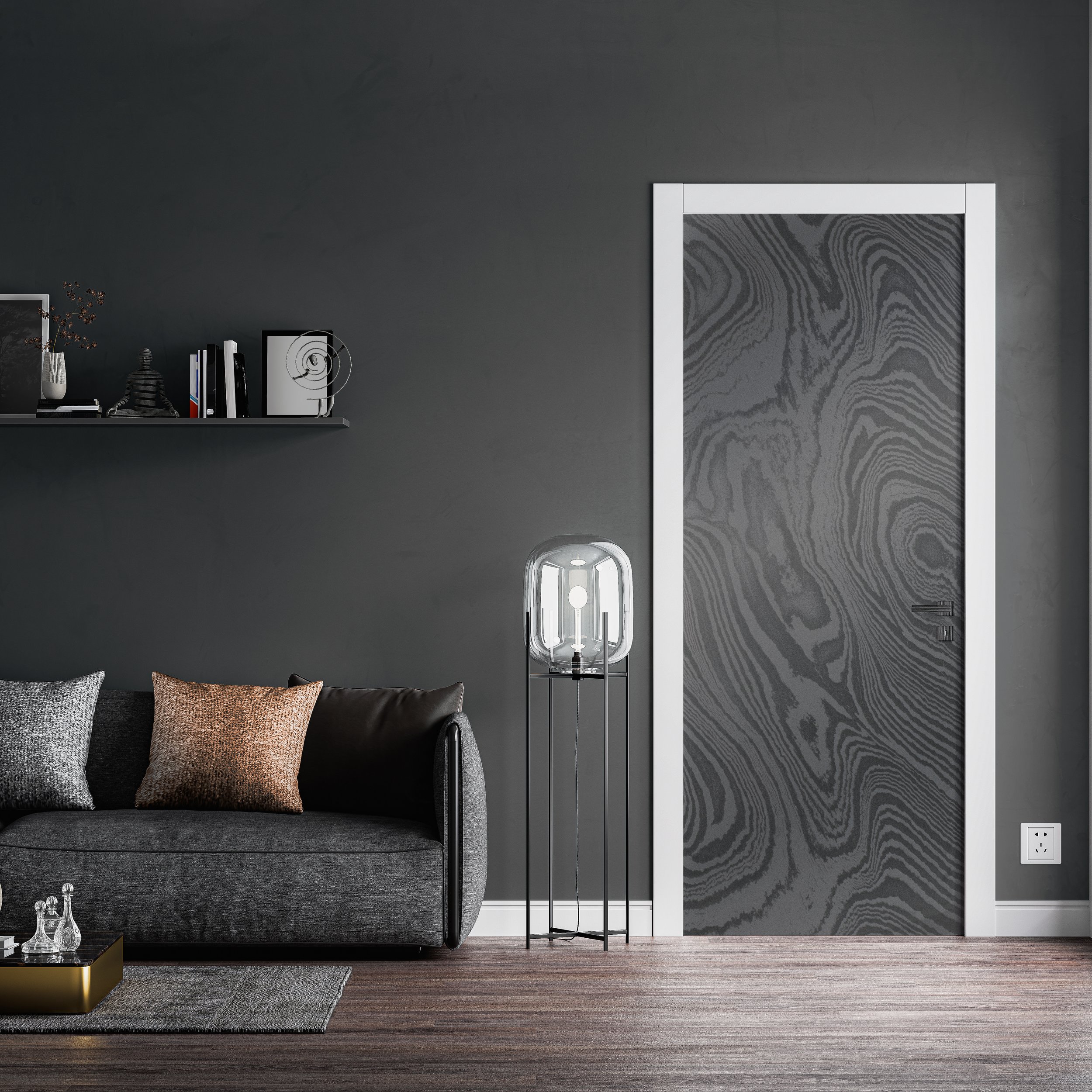 Demascus Steel Texture Custom Printed Door Wrap